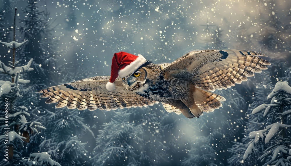 Owl Wearing Santa Hat Owl Wearing Santa Hat