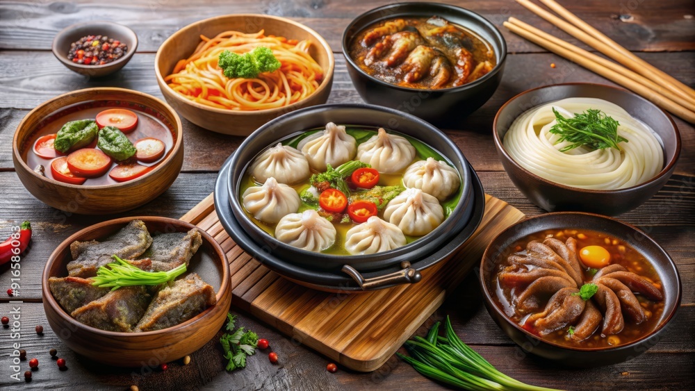 Savory Korean delicacies feature handmade king dumplings, steamed dumplings, and a rich beef bulgogi hot pot, accompanied by refreshing kodari cold noodles and galbitang. Savory Korean delicacies feature handmade king dumplings, steamed dumplings, and a rich beef bulgogi hot pot, accompanied by refreshing kodari cold noodles and galbitang.