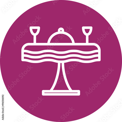 Dinning Table Vector Line White Circles Multicolors