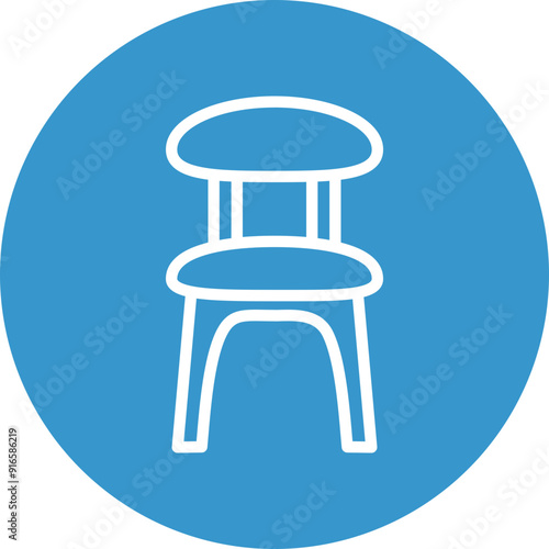 Dinning Chair Vector Line White Circles Multicolors