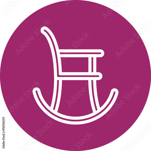 Rocking Chair Vector Line White Circles Multicolors