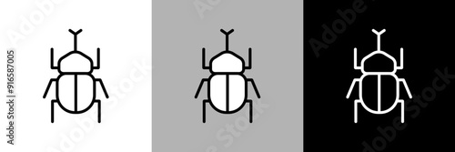 シンプルな線画のカブトムシのベクターアイコン