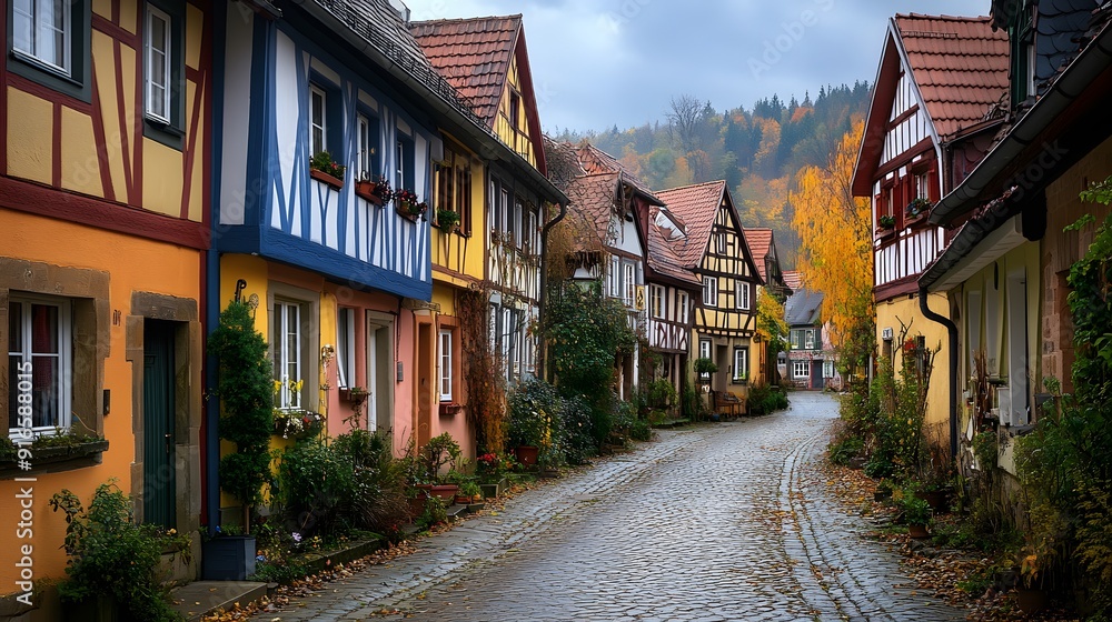 Idyllic Charm Along the Romantic Road. Small town beauty concept Idyllic Charm Along the Romantic Road. Small town beauty concept