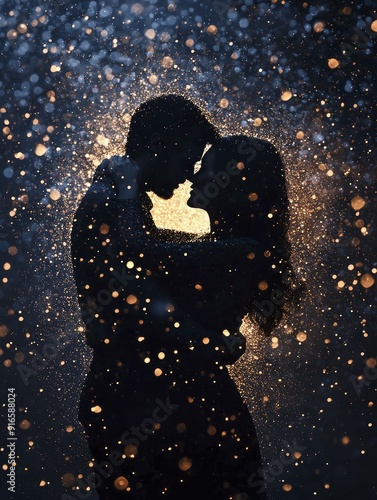 Wallpaper Mural An artistic interpretation of a golden soulmates concept represented through shimmering particles and vibrant graphics in a surreal setting Torontodigital.ca
