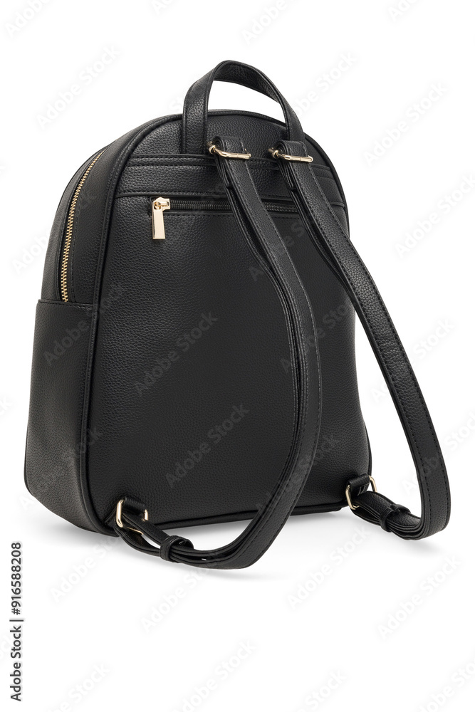 Female fashion beige hand bag backpack isolated on transparent background. Black leather unisex casual shoulder backpack. — photography Female fashion beige hand bag backpack isolated on transparent background. Black leather unisex casual shoulder backpack. — photography