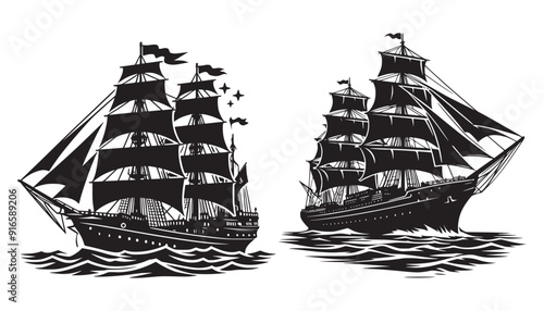 ship on a white background silhouette
