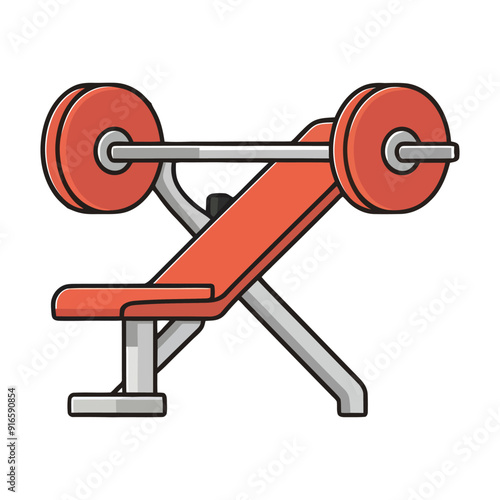 A flat vector illustration of gym weight bench isolated on white background