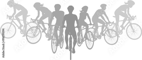 A sport active fitness sports healthy lifestyle silhouette cyclist people on bikes people silhouettes set