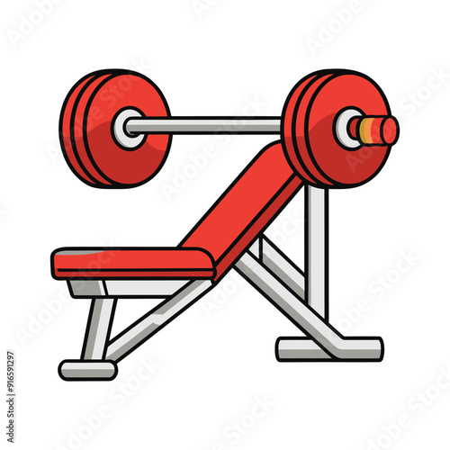 A flat vector illustration of gym weight bench isolated on white background
