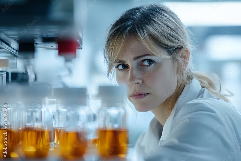 Female Scientist Conducting Research in a Laboratory. Scientific Discovery concept Female Scientist Conducting Research in a Laboratory. Scientific Discovery concept