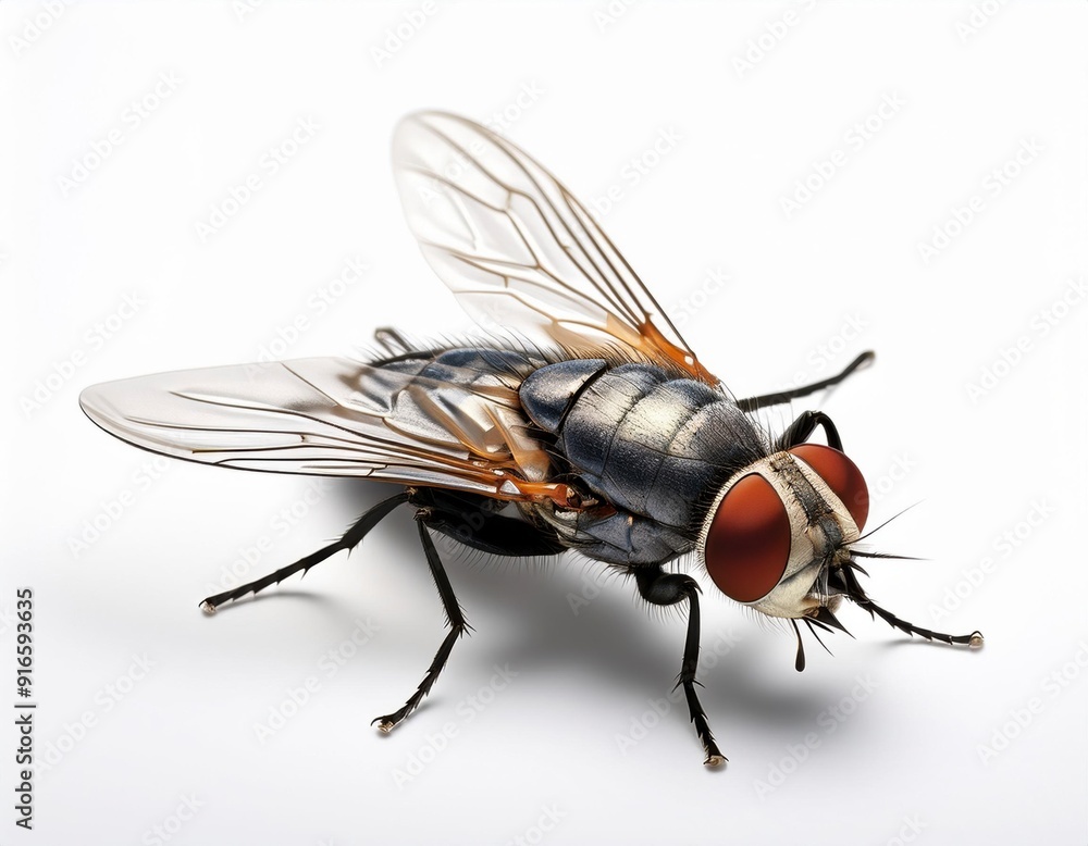 Fly close up isolated on white background. Generated image Fly close up isolated on white background. Generated image
