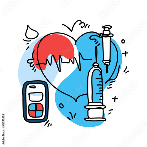 Commemorate Diabetes Day with a striking flat illustration that serves as a powerful reminder of the importance of proactive diabetes management.