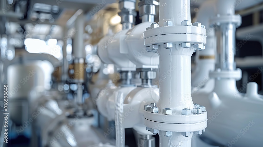A closeup of a ballast water treatment system on a ship utilizing advanced filtration and dis technology to prevent the spread of invasive species. copy space for text. A closeup of a ballast water treatment system on a ship utilizing advanced filtration and dis technology to prevent the spread of invasive species. copy space for text.