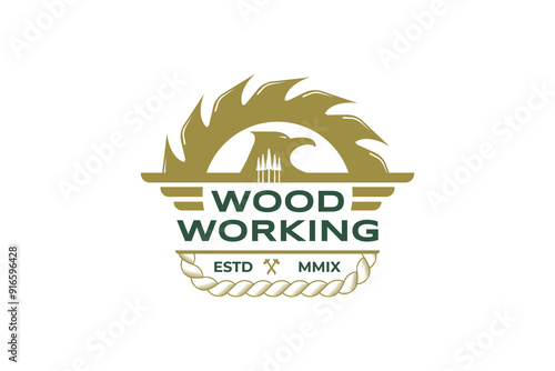 woodworks company logo, carpentry logo design, vintage woodworks logo