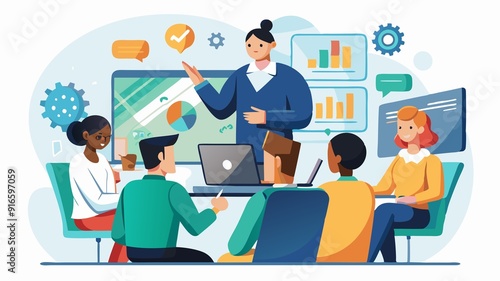 Building a digital-first culture for sustained growth. This group of professionals attending a technology training session, highlighting the importance of employee development and adaptation.