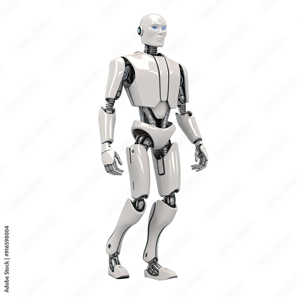 An illustration of a white robot standing An illustration of a white robot standing