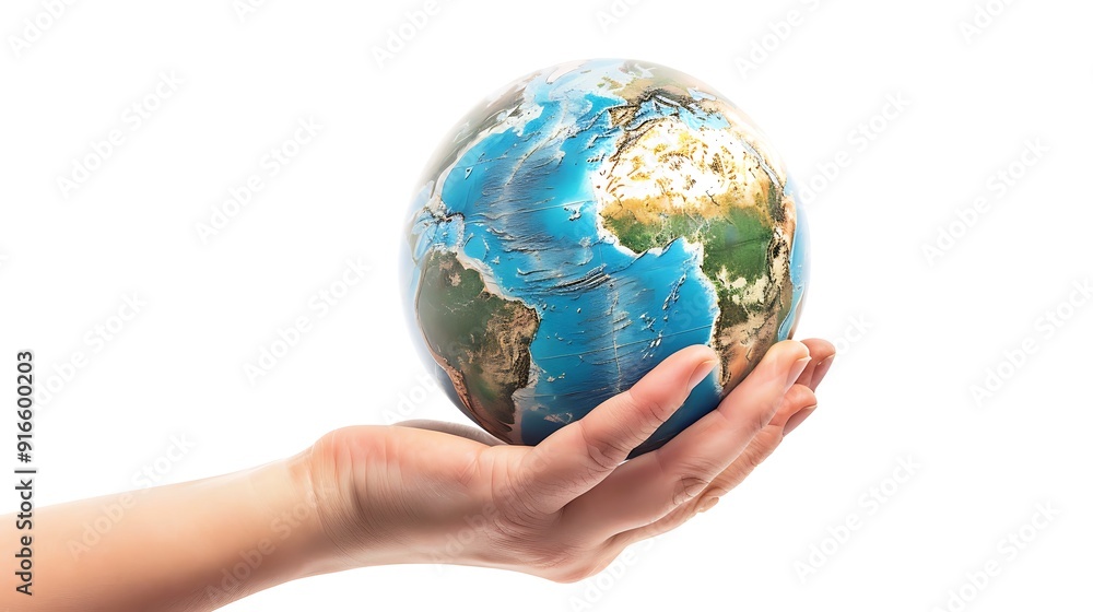 Hand Holding a Globe Representing Our Planet Hand Holding a Globe Representing Our Planet