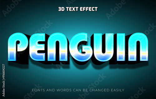 Penguin 3d editable text effect style