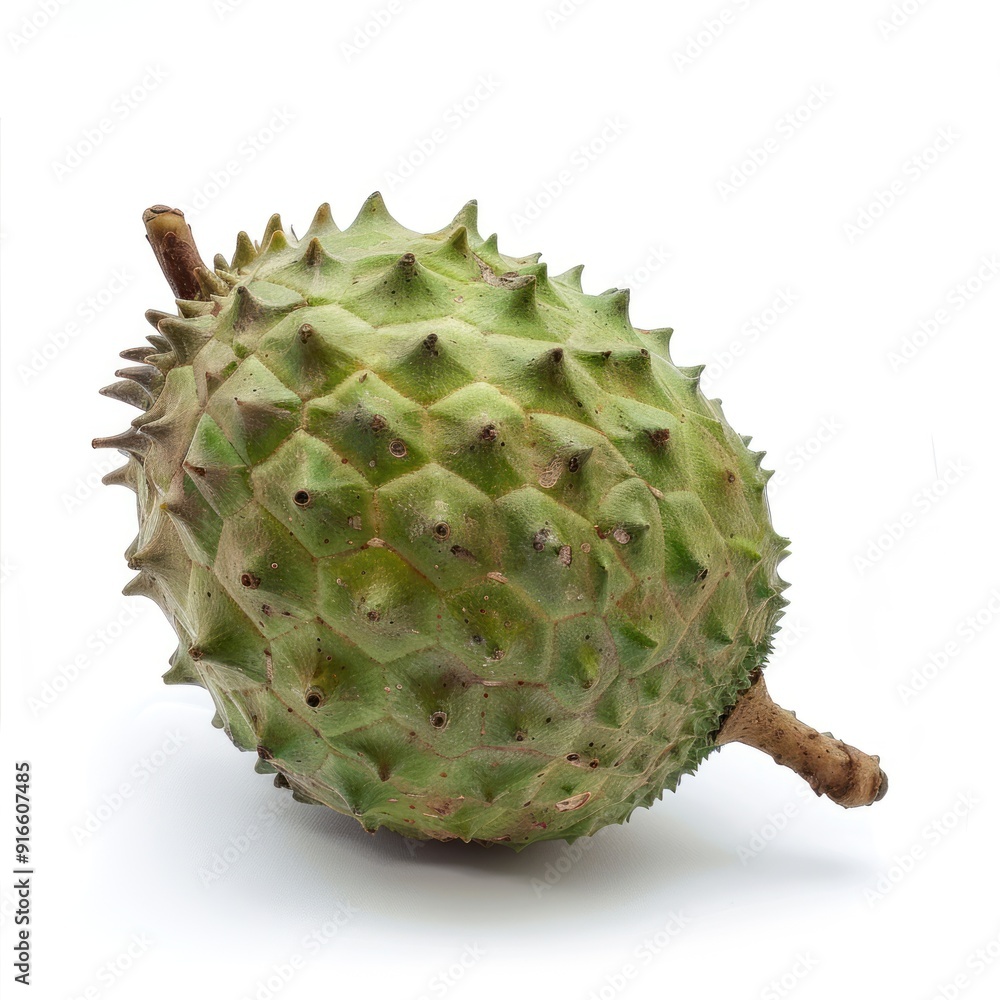 Green spiky fruit isolated on white background. Green spiky fruit isolated on white background.