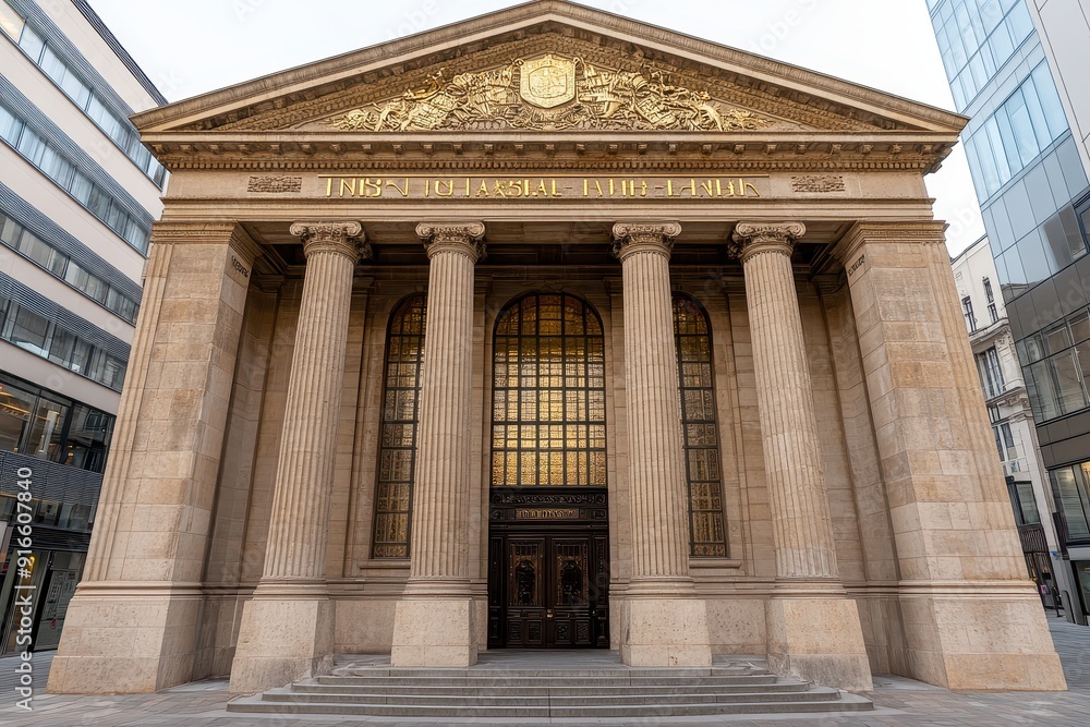 A grand building featuring intricate columns and detailed architecture, showcasing classical design in an urban setting. A grand building featuring intricate columns and detailed architecture, showcasing classical design in an urban setting.