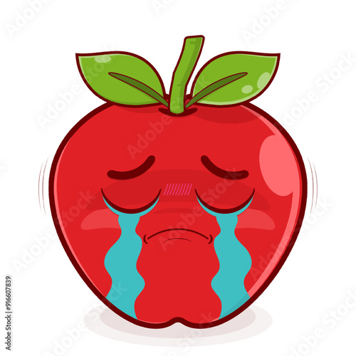 apple crying face cartoon cute