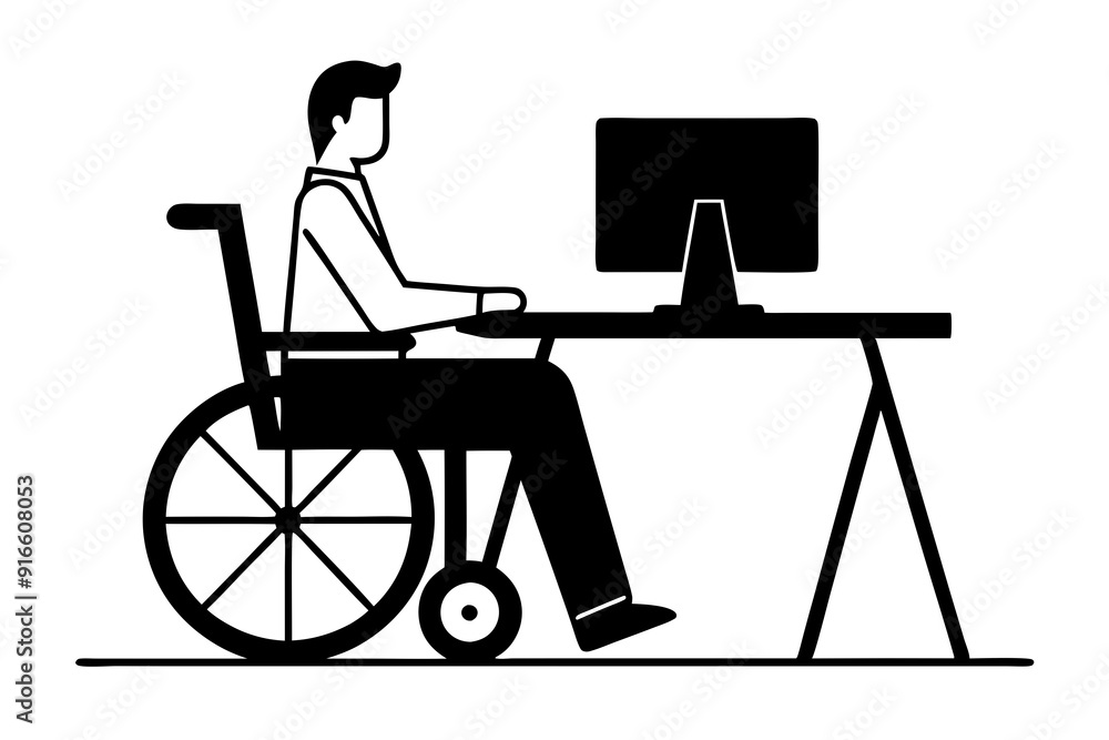 a man in a wheelchair working in an inclusive office a man in a wheelchair working in an inclusive office