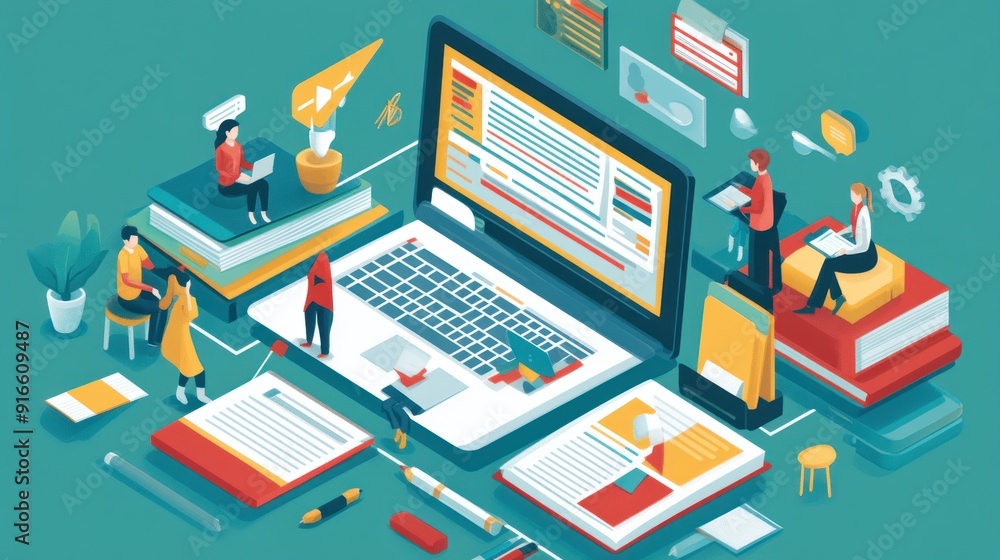 Online Learning and Collaboration Illustration Online Learning and Collaboration Illustration