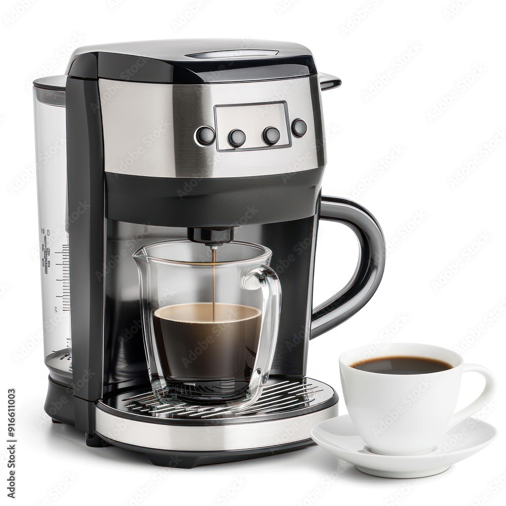 Coffee maker with cup of coffee. Coffee maker with cup of coffee.