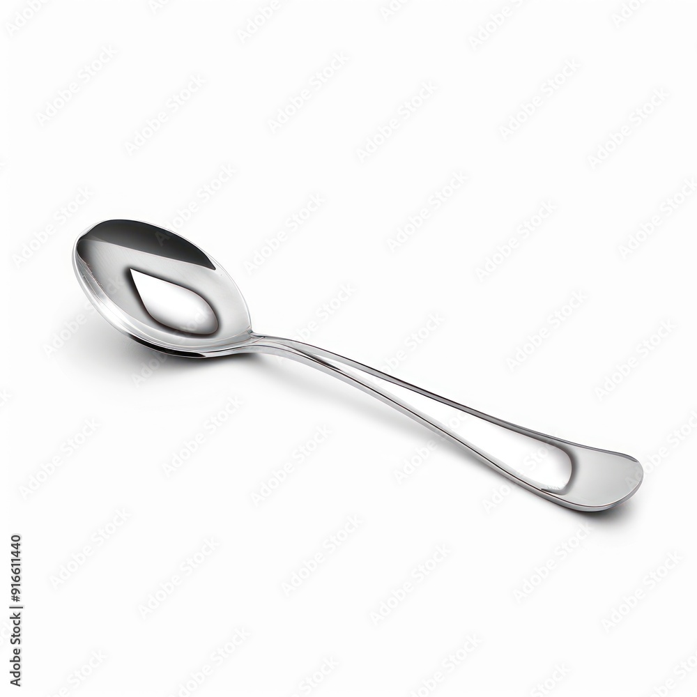 Single Shiny Silver Teaspoon Isolated on White. Single Shiny Silver Teaspoon Isolated on White.