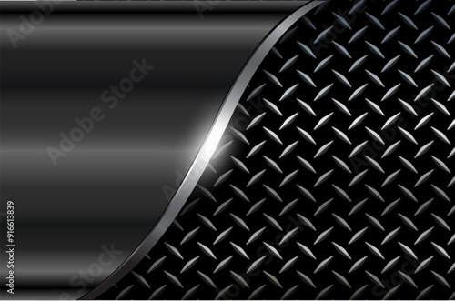 Metal background shiny chrome metallic with diamond plate texture, dark silver polished steel texture wallpaper.
