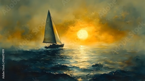 sailboat at sunset