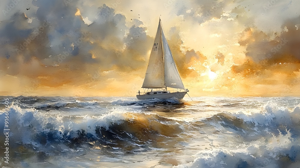 Fototapeta premium sailboat at sunset