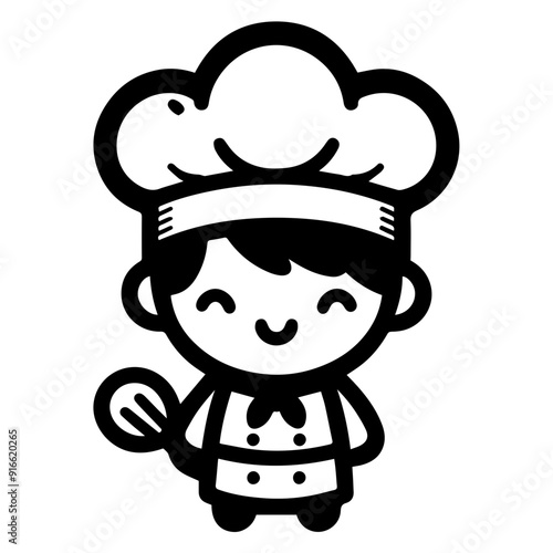 cute chef icon illustration vector flat design