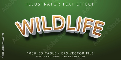 Wildlife green nature 3d logo template editable text effect style