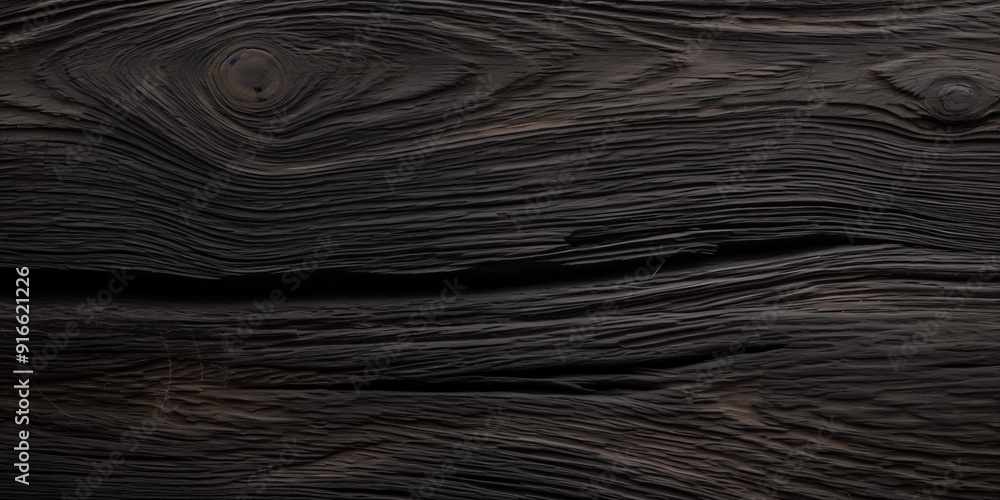Obraz premium Drewniane tło. Czarna tapeta z poziomymi deskami z ciemnego gatunku surowego starego drzewa. Heban. Podłoga lub ściana z lameli - minimalistyczna tapeta.