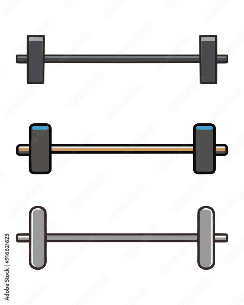 A flat vector illustration of gym pull up bar with barbell isolated on white background A flat vector illustration of gym pull up bar with barbell isolated on white background