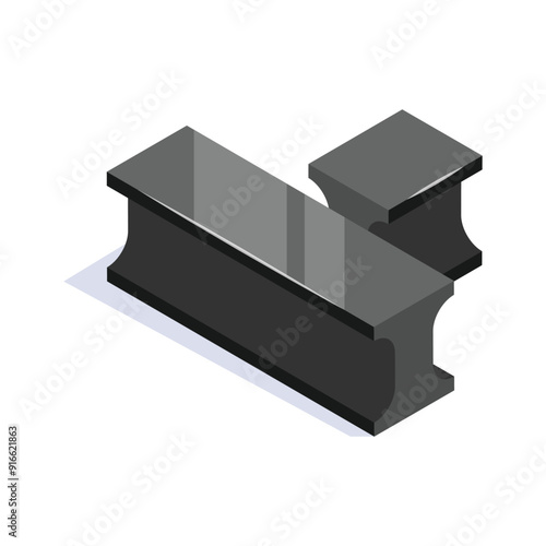 Metal work, trendy isometric vector of steel beam in modern style