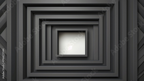 A black and white photo of a room with a white square in the middle