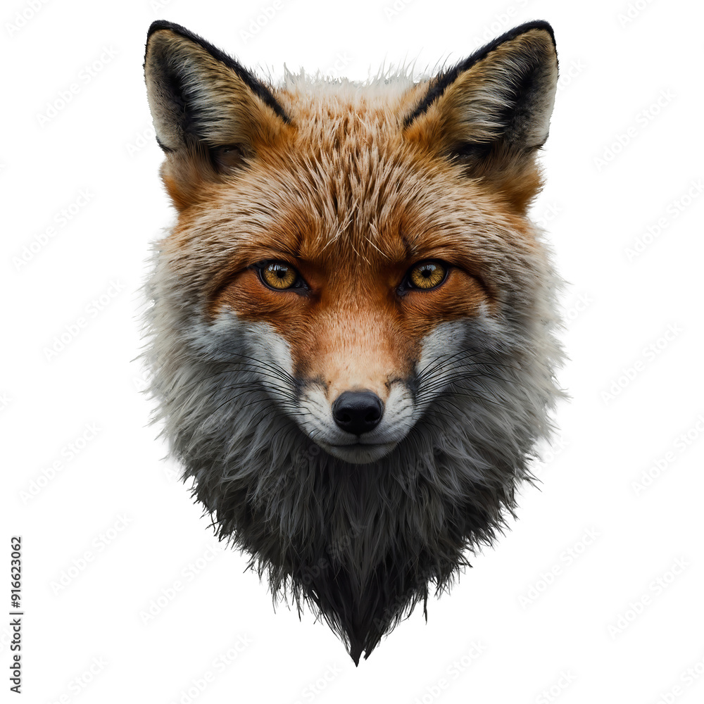 Fototapeta premium fox face shot , isolated on transparent background cutout