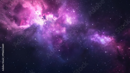 Cosmic Nebula with Starry Sky