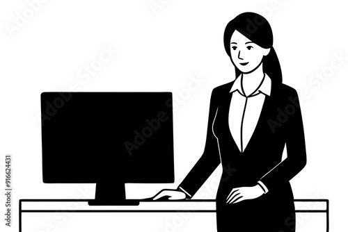 business woman in office using computer
