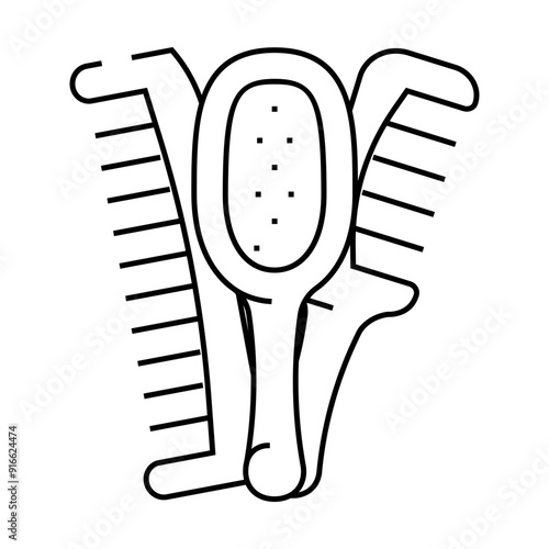 hairbrushes tool for hair line icon vector. hairbrushes tool for hair sign. isolated contour symbol black illustration