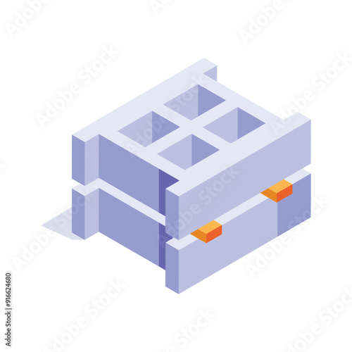 An isometric icon of cinder block in modern style, ready to use vector