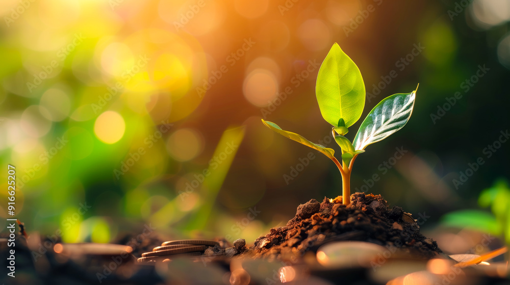 A green plant sprouting from a pile of coins, symbolizing the concept of sustainable investment and financial growth. The image conveys the importance of eco-friendly investment strategies. A green plant sprouting from a pile of coins, symbolizing the concept of sustainable investment and financial growth. The image conveys the importance of eco-friendly investment strategies.