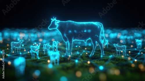 Concept hologram of AI-driven livestock breeding programs