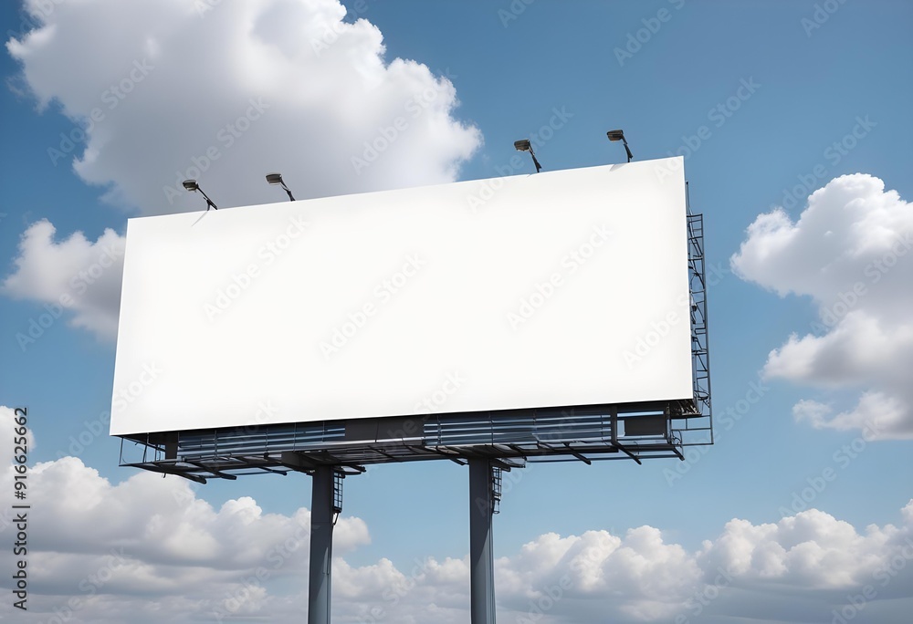 Outdoor billboard mockup on blue sky background Outdoor billboard mockup on blue sky background