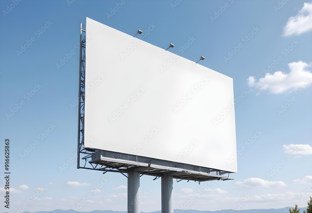 Outdoor billboard mockup on blue sky background Outdoor billboard mockup on blue sky background