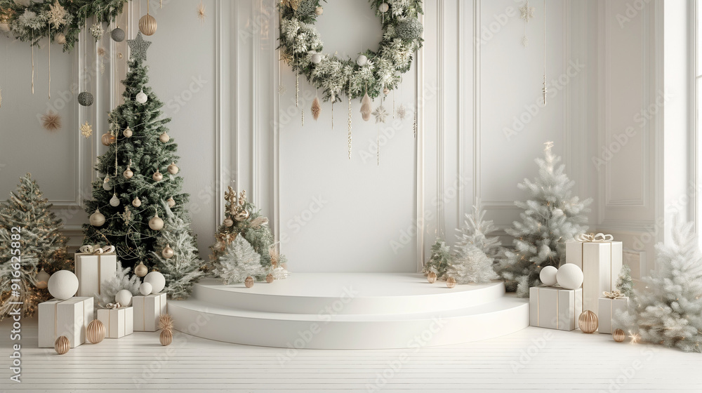 3d luxury podium christmas decoration and space for your luxury product. Christmas background concept. 3d luxury podium christmas decoration and space for your luxury product. Christmas background concept.
