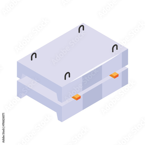 An amazing isometric icon of concrete Slabs, ready to use vector