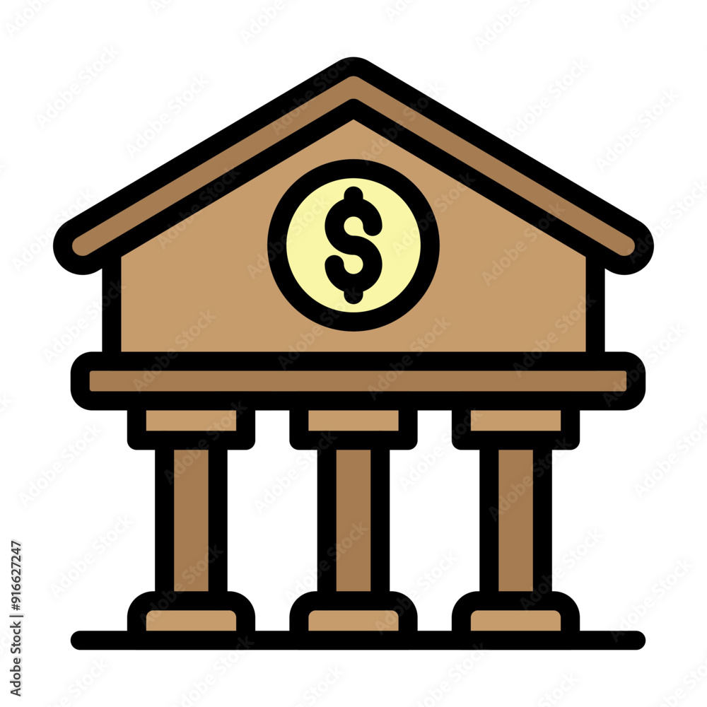 Bank Vector Filled Icon Design Bank Vector Filled Icon Design